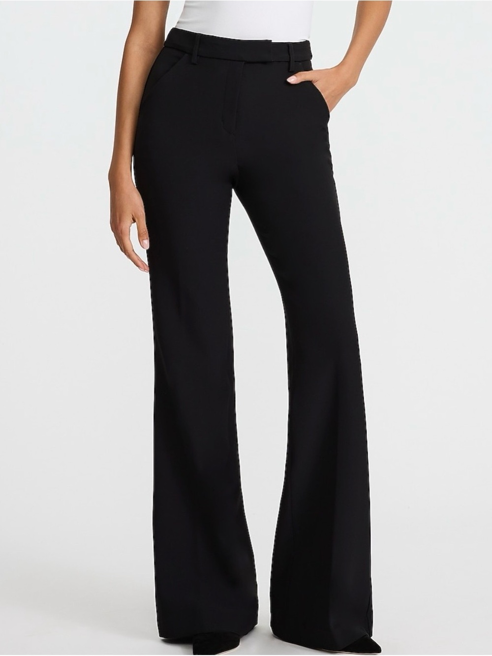 Express Women’s Editor Studio Stretch Twill High Waisted Slim Flare Pant Black